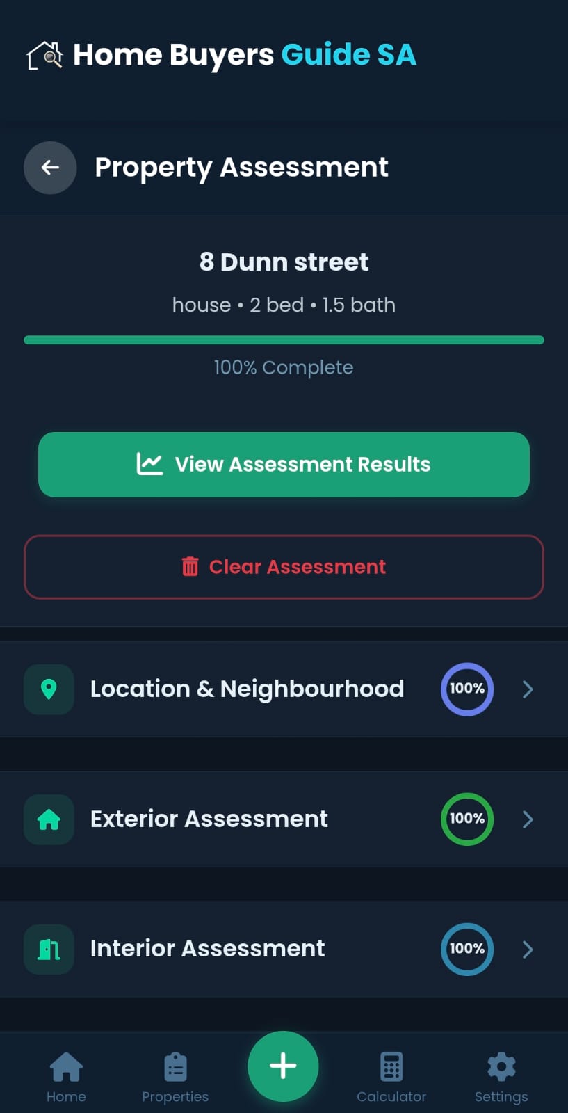 Assessment categories for property sellers