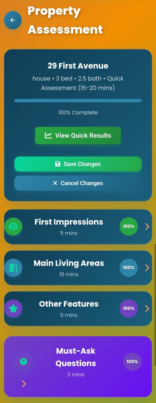 Assessment categories for property sellers